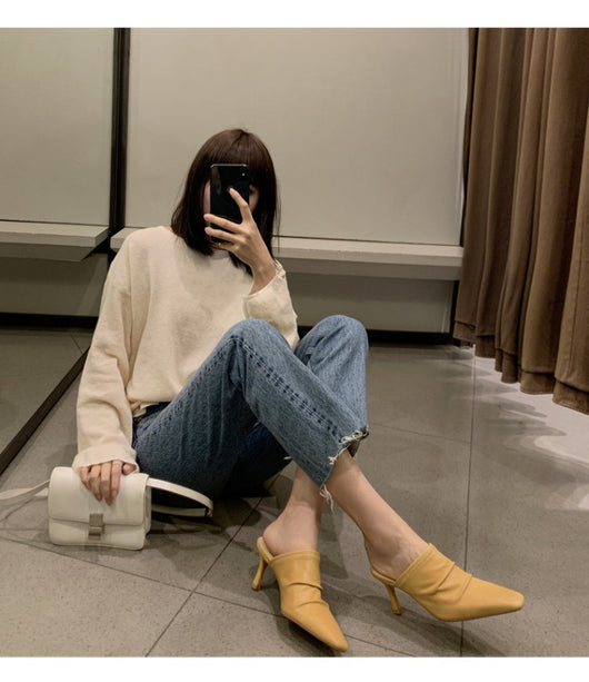 Zapatos de Cuero Vacuno con Punta Cerrada y Tacón Fino Plisado - Image 16