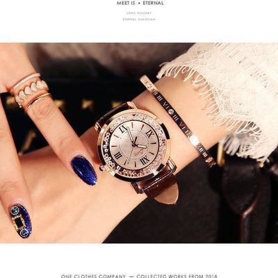 Reloj de Moda Coreana para Mujer con Cristales Brillantes - Estilo Retro Estudiantil - Image 3
