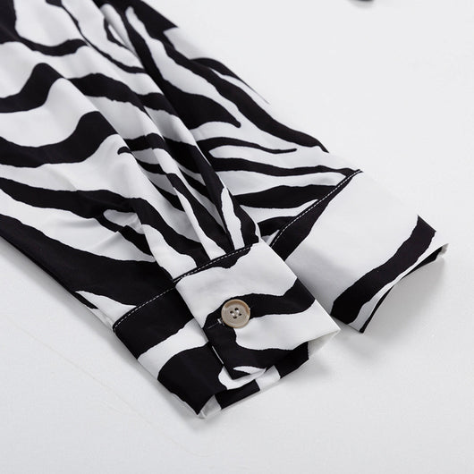 Conjunto de Blusa Rayada y Pantalón Suelto - Estilo Profesional y Cómodo - Image 13