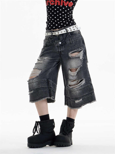 Shorts Denim Rotos Cintura Alta Sueltos para Mujer - Image 7