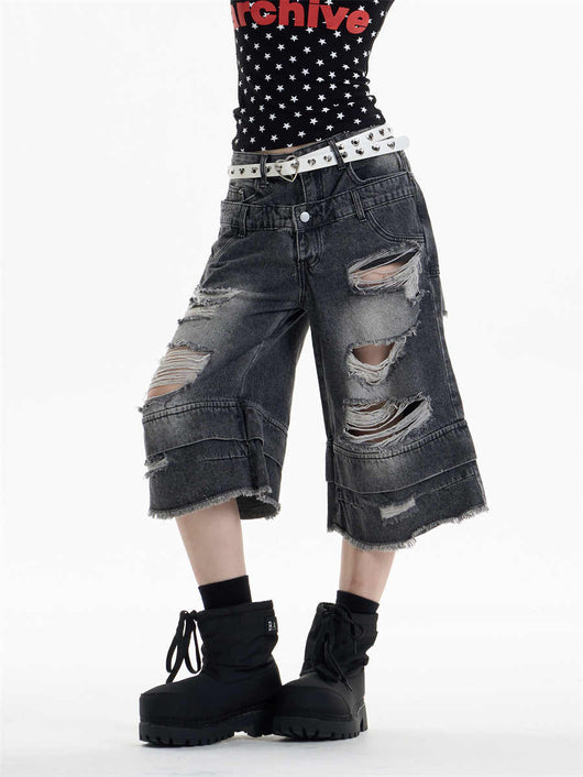 Shorts Denim Rotos Cintura Alta Sueltos para Mujer - Image 7