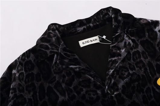 Abrigo Camisa Leopardo Terciopelo Estilo Europeo-Americano - Image 6