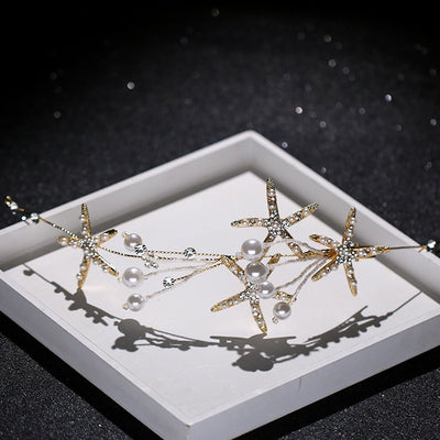 Diadema Estrella de Mar con Perlas para Novia - Joya de Cabello Elegante - Image 5