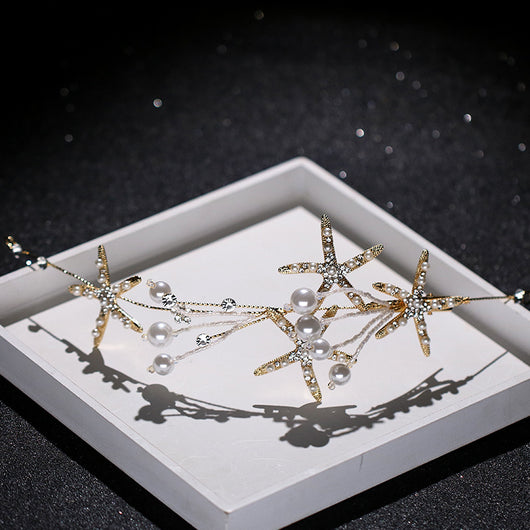 Diadema Estrella de Mar con Perlas para Novia - Joya de Cabello Elegante - Image 5