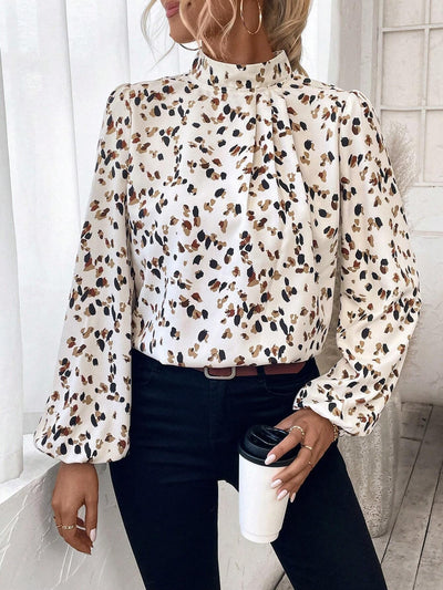 Blusa Estampada Cuello Mao Manga Larga Coordinable para Mujer - Image 9