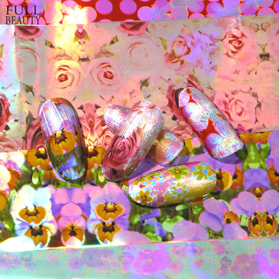 Set de Calcomanías para Uñas Cielo Estrellado - 16 Diseños Románticos con Flores y Estrellas - Image 8