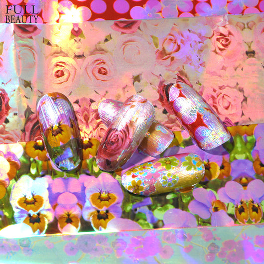 Set de Calcomanías para Uñas Cielo Estrellado - 16 Diseños Románticos con Flores y Estrellas - Image 8