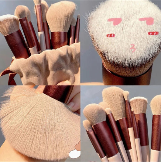 Set de 13 Brochas de Maquillaje Flor Púrpura con Cerdas Suaves - Image 7