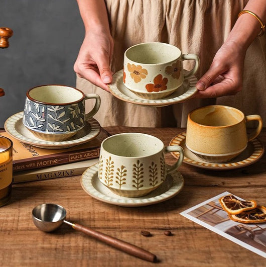 Taza de Café Stoneware Retro Diseño Lujo Contemporáneo