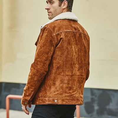 Chaqueta Acolchada de Algodón y Cuero Genuino para Hombre - Image 5