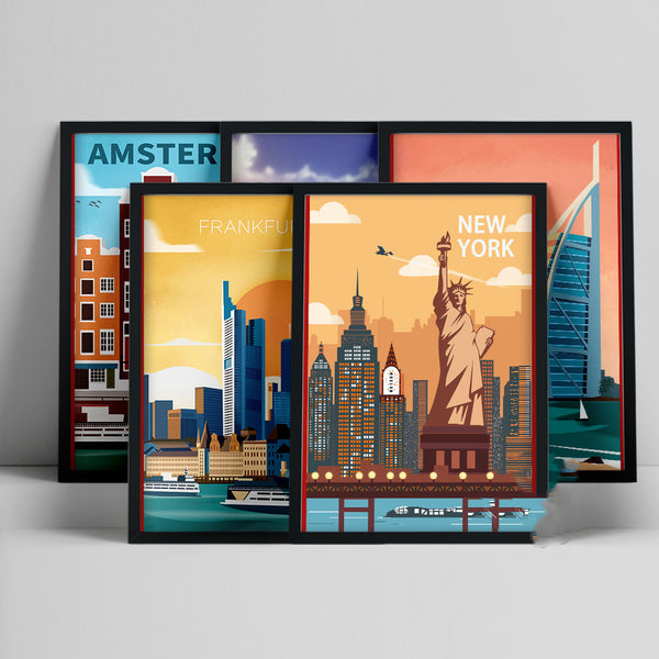 Cuadro Lienzo Póster Vintage Viajes Mundiales Arte Decorativo