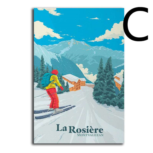 Póster Lienzo Estación de Esquí de los Alpes Franceses