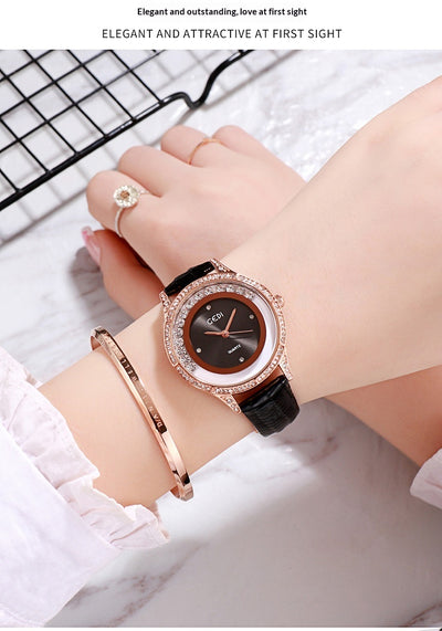 Reloj Cinturón de Cuero Doble Diamante Versátil para Mujer - Image 13