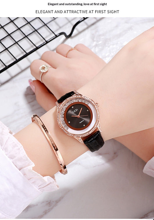 Reloj Cinturón de Cuero Doble Diamante Versátil para Mujer - Image 13