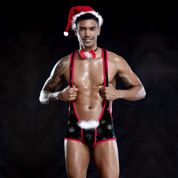 Conjunto Ousado de Natal para Homens - Peça Única Sedutora