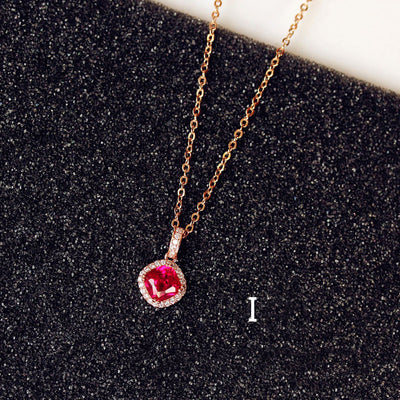 Collar Clavícula Diamante Rojo con Pendiente Rubí - Cadena Corta Elegante - Image 15