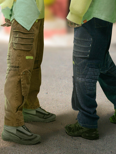 Pantalones Cargo Sueltos de Cintura Alta Estilo Street Punk Funcional - Image 7