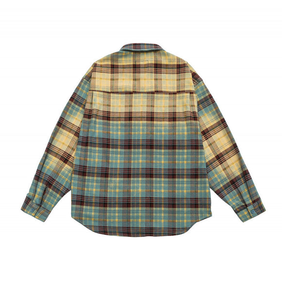 Camisa Colorblock de Manga Larga con Solapa