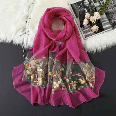 Pañuelo de Seda Bordado Elegante y Versátil para Mujer - Image 8