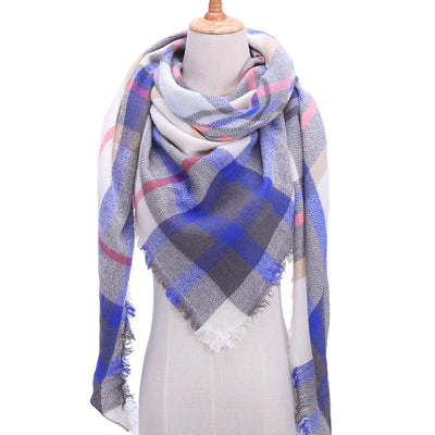Bufanda de Cashmira Artificial Otoño Invierno Triangular Pareja Cuadros Cálida - Image 34