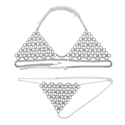 Bikini con Cadena de Flores Huecas y Cristales Brillantes - Image 8