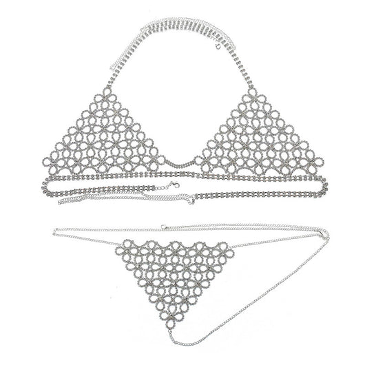 Bikini con Cadena de Flores Huecas y Cristales Brillantes - Image 8
