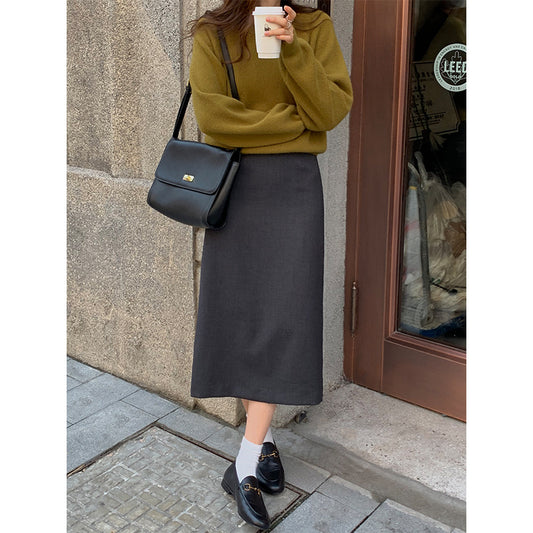 Falda Elegante de Color Liso con Aberturas Laterales