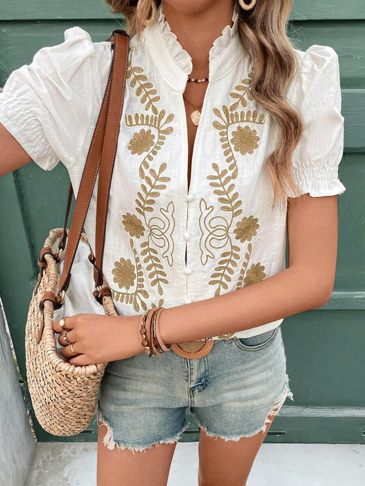 Cardigan de Algodón con Bordado y Mangas Abullonadas - Image 18
