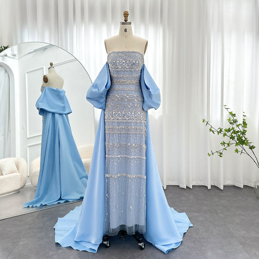 Vestido de Noche Satinado con Cuentas y Hombros Descubiertos - Image 10