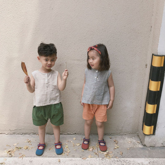 Chaleco Infantil Coreano Verano Algodón y Lino Rayas Verticales Abertura Trasera - Image 18