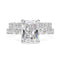 Square High Carbon Diamond 925 Sterling Plateado Ring Set Blanco US 5