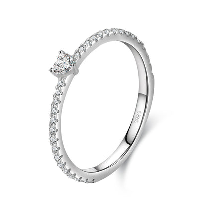 Anillo de Plata Esterlina S925 con Diamante Simulado en Forma de Corazón - Image 8