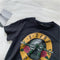 Camiseta Negra de Algodón Lavado con Escote Ombligo para Mujer