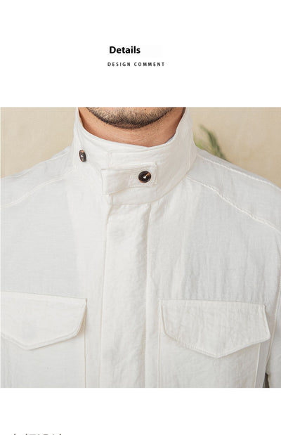 Chaqueta Safari de Lino Gentry con Cuello Tipo Mao - Image 12