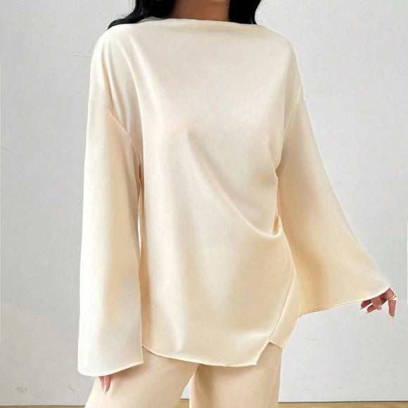 Blusa Larga con Dobladillo Irregular para Mujer