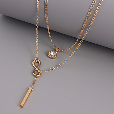 Collar Colgante de Circón Multicapa con Diamantes Número 8 para Mujer - Image 10