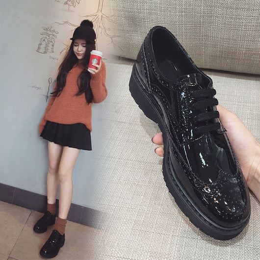 Zapatos de Cuero Charol Estilo Británico con Suela Gruesa para Mujer - Image 13