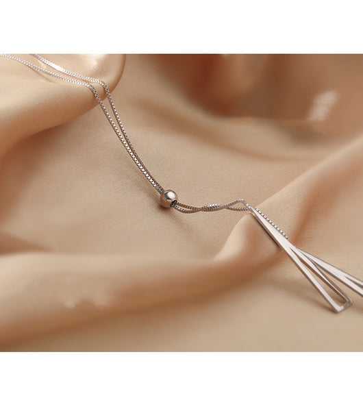 Collar de Plata Esterlina con Triángulo Geométrico Ajustable para Mujer - Image 13