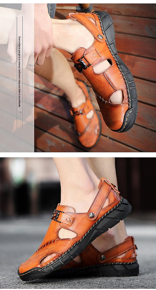 Sandalias Casuales de Cuero Genuino para Hombre - Estilo Versátil y Cómodo - Image 9