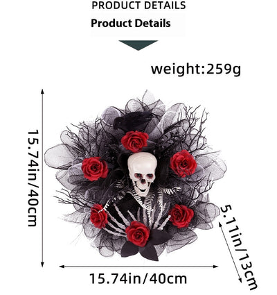 Guirnalda de Calaveras y Rosas Rojas Halloween para Puerta - Image 8
