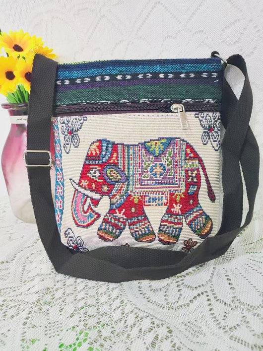 Bolso Bandolera Bordado Étnico con Elefante y Mariposa Estilo Chino - Image 7