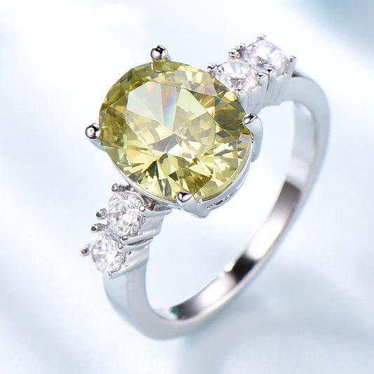 Anillo de Circón Amarillo Lujo Estilo Coreano Minimalista