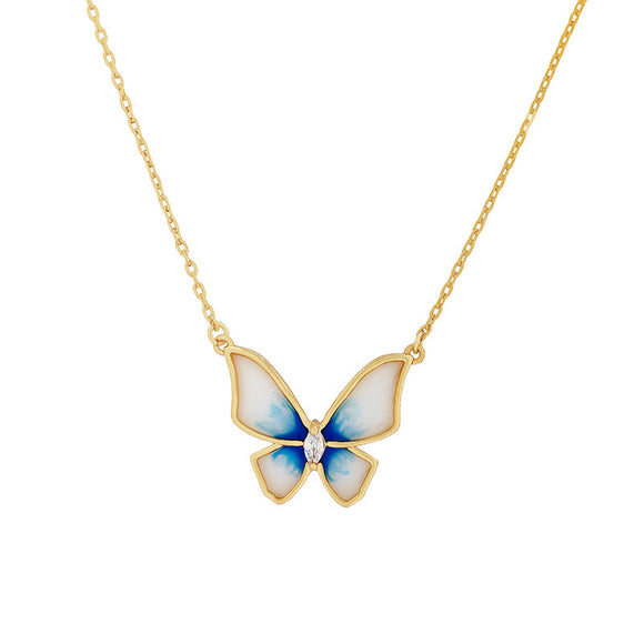 Collar Mariposa Azul para Mujer - Cadena de Clavícula Elegante