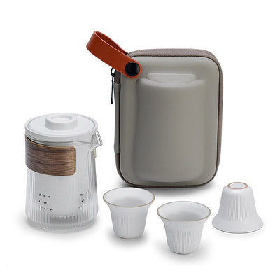 Juego de Té Kung Fu Portátil con Vidrio y Cerámica para Exterior - Image 4