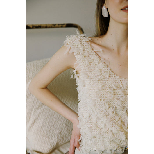 Blusa de Encaje y Malla con Borlas para Mujer - Image 2