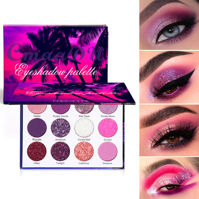 Paleta de Sombras Glitter 12 Colores Creativos para Ojos