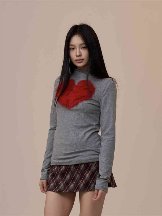 Blusa Retro de Manga Larga con Corazón Creativo - Corte Holgado y Elegante - Image 10