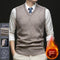 Men's Thick Knitted V-Neck Vest with Diamond Pattern