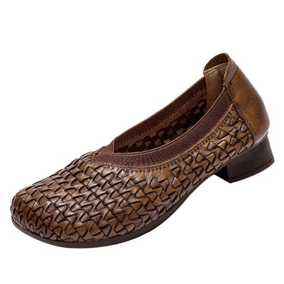 Zapatos de Cuero Retro con Tacón Bajo para Mujer - Image 4