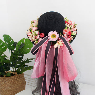 Sombrero de Paja Artesanal con Ala Ancha y Flores para Mujer - Image 9